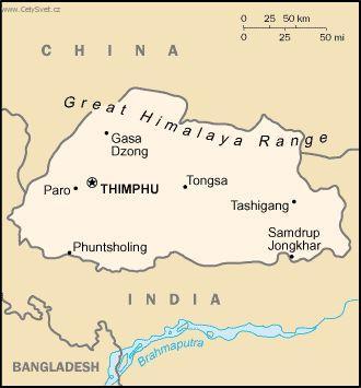 Foto: Bh�t�n-politick� mapa